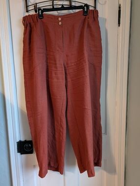 Not perfect Linen Sarah fit And Flare Pants, Burnt Orange, XXL
